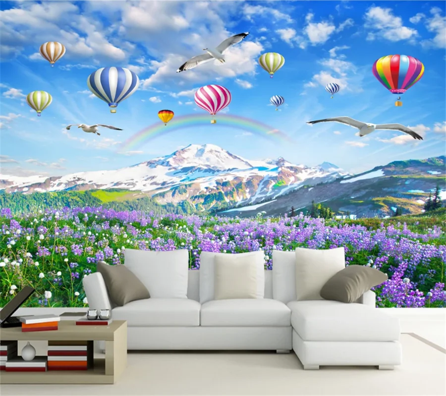 Wellyu пользовательские обои 3d плато Лаванда цветок море горячий воздух воздушный