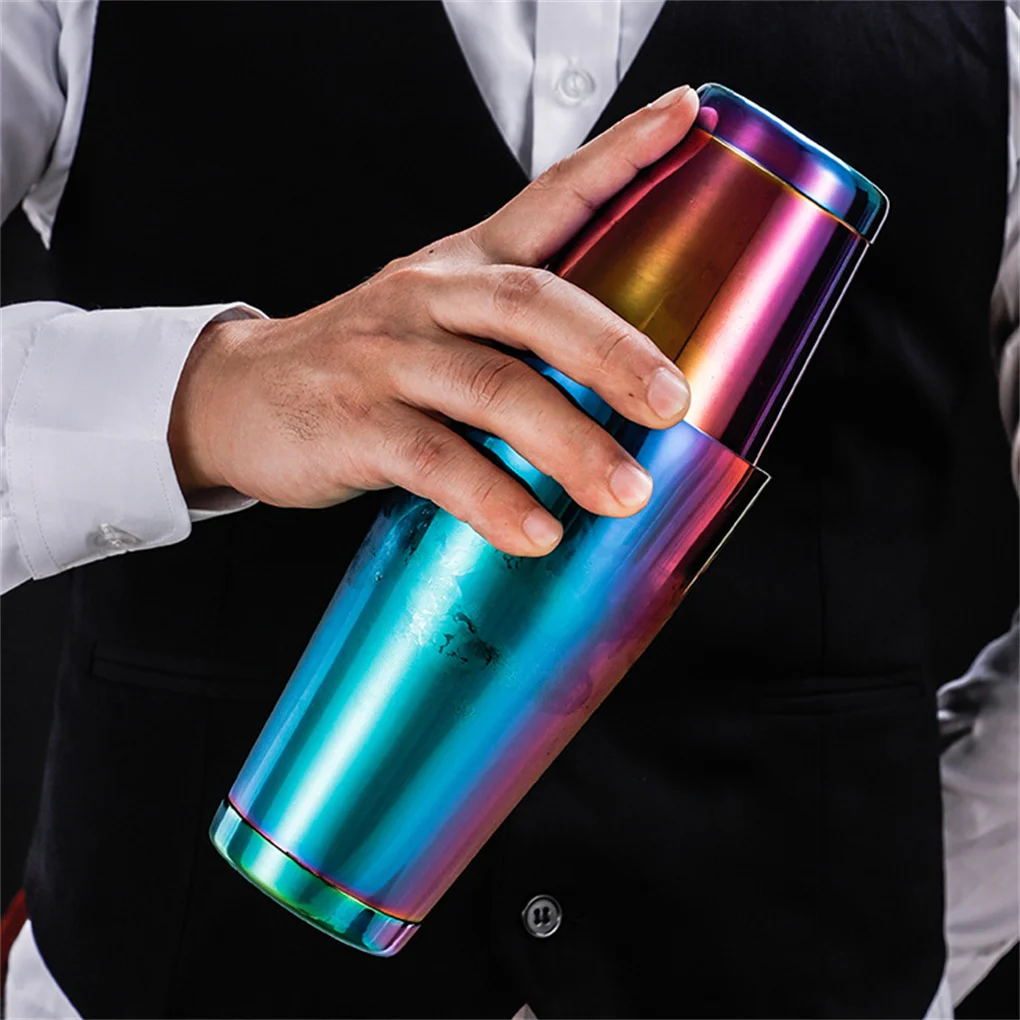 

Stainless Cocktail Shaker Coffee Boston Mixer Bartending Bottle Container Holiday Christmas Shake Portable Home Bar Tool