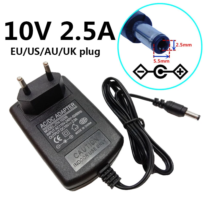 US EU UK AU 100V-240V для ac/dc 10V 5 mA адаптер питания 2.5A настенный переходник 2 мм *