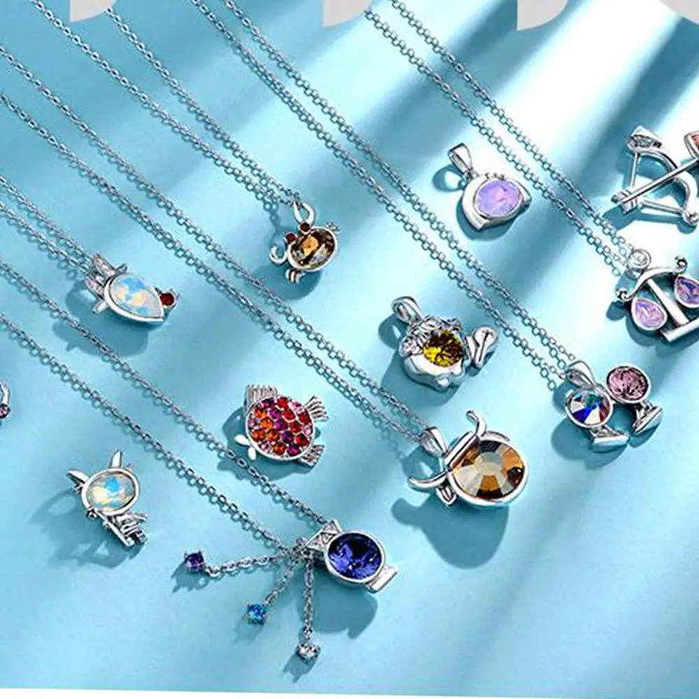 

Gemini Silver 925 Necklace LEKANI Crystals From Swarovski Original Pendant Necklace Zodiac Sign for Women Birthday Gifts