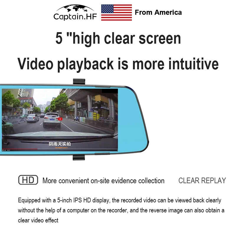 Капитан Америка для Dash Cam переднее и заднее зеркало заднего вида HD Ночное видение