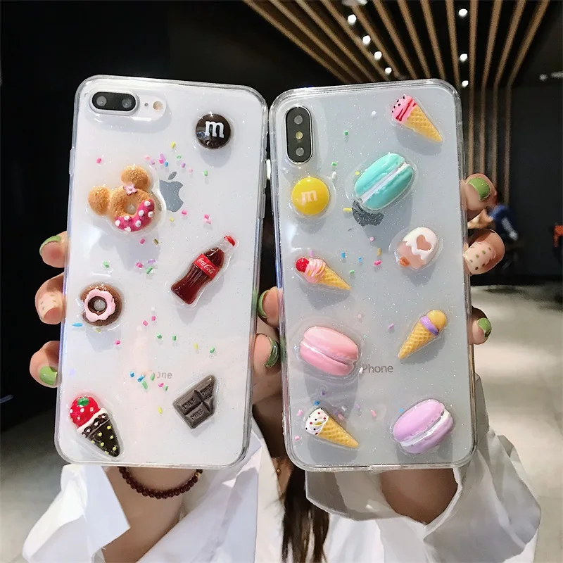 LISCN мягкий чехол для телефона iPhone 6 6s 6plus Plus 7 8 7Plus 8Plus X XS XR Xs Max милый 3D Блестящий с