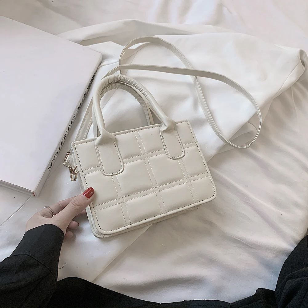 

Exquisite Female Lattice Pattern Shoulder Bags Casual Ladies Solid Color Messenger Bags PU Leather Crossbody Bags