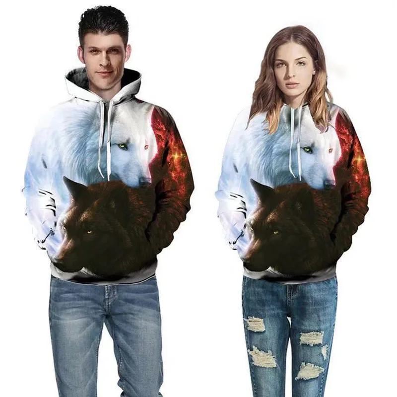 

Men Hoodies 3d Print Wolf Sweatshirts Couple Tracksuits Women Hoodies High Quality Pullovers