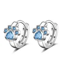 Роскошные корейские серьги-кольца в виде синей кошачьей лапы, серьги-кольца в форме ушей Huggies, серьги в форме сердца, маленькие круглые мини-кольца с кристаллами, женская бижутерия