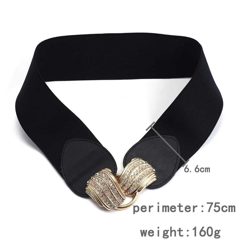 

Statement Black Elastic Buckle Belt for Women Trendy Velvet Gold Metal Waist Belt Female ZA Waistbands Jewelry Gift Wholesale