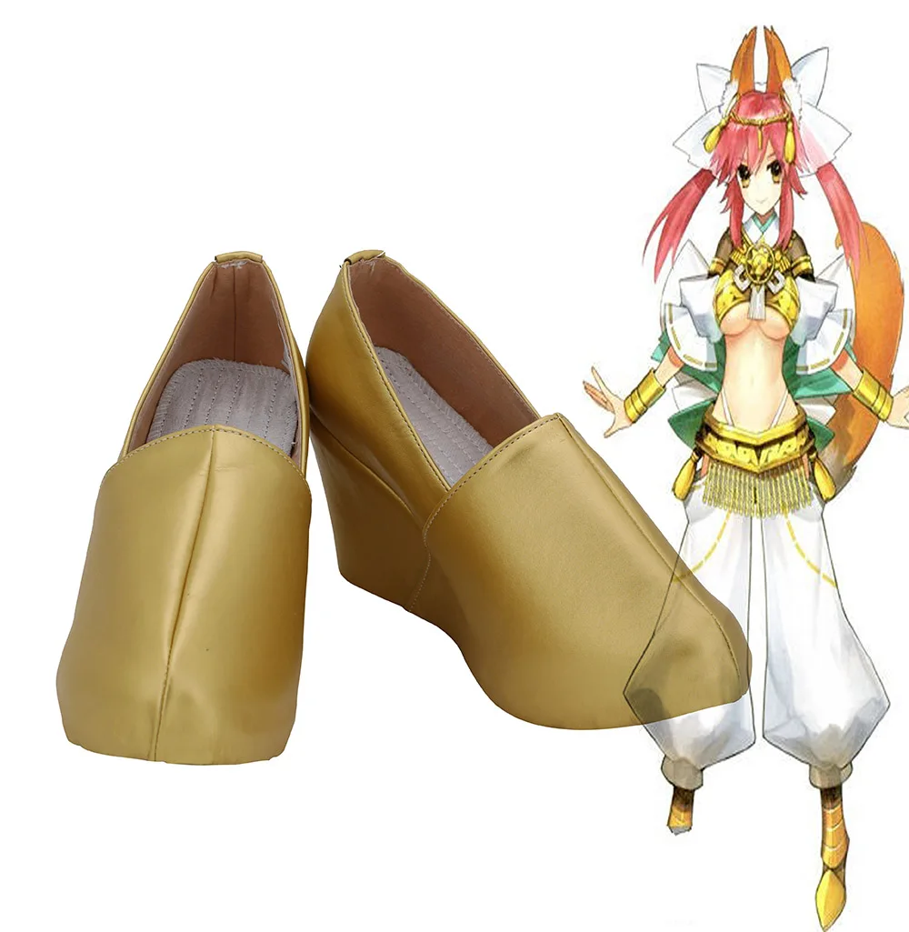 

Сапоги для косплея Fate/EXTRA CCC Caster Tamamo no Mae Shinwa Reiso, золотые ботинки, изготовленные на заказ, любого размера