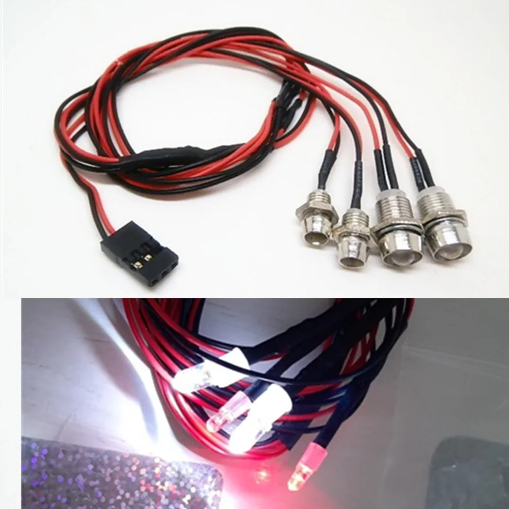 4 LED Lights Kit 2 White Red for 1/10 1/8 HSP Redcat RC4WD Tamiya Axial SCX10 D90 HPI RC Car Light Model Drift Crawler |