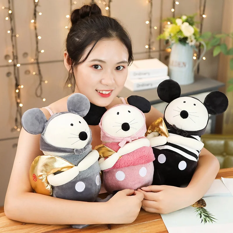 Плюшевые цветы мягкие Мультяшные животные переноска еды мышь набивная кукла