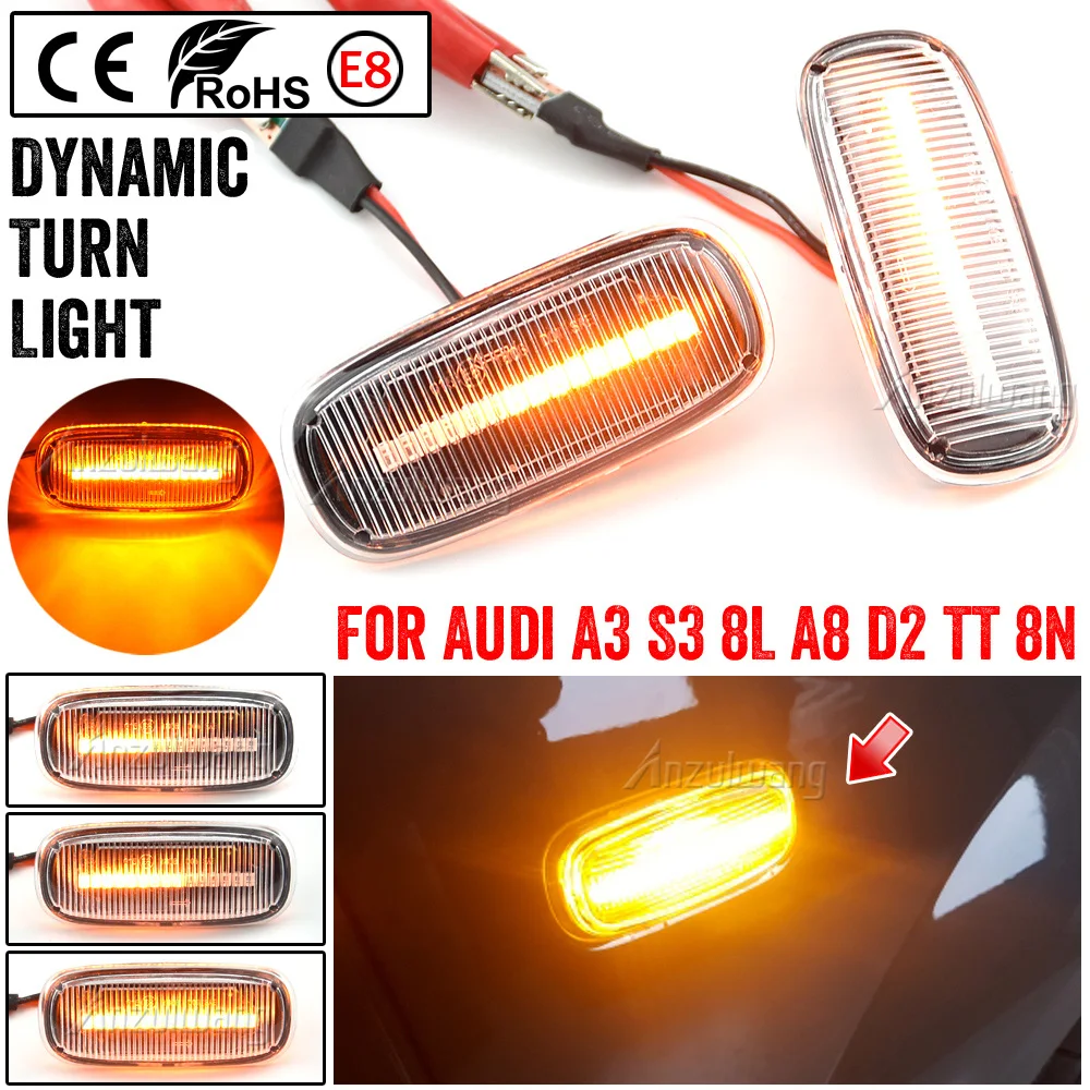 

Dynamic Flashing Led Side Marker Turn Signal Light For Audi A3 S3 8L A4 B5 A8 D2 TT 8N 1998-2006 Indicator Lamp