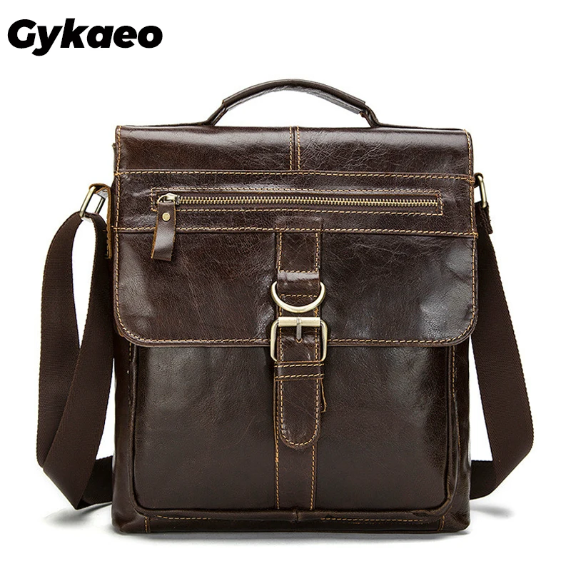 Gykaeo зимняя натуральная кожа Ретро стиль мужская сумка на плечо мужские
