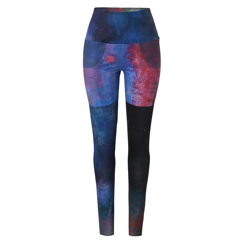 Женские осенние штаны для йоги с принтом спортивные фитнеса высокая талия бедра