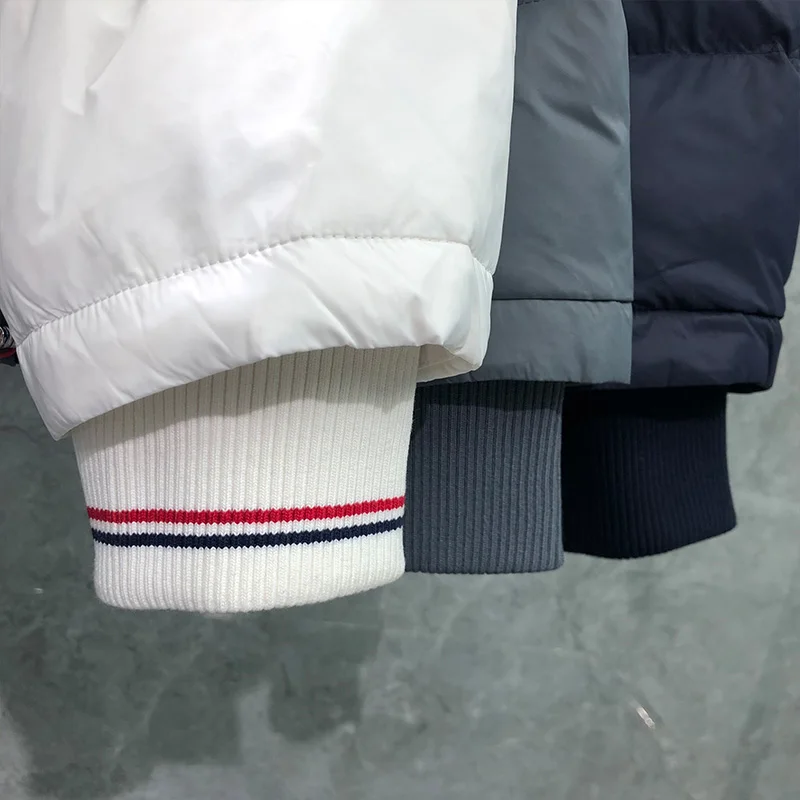 TB THOM Winter Men's Jacket Down Jacket Fashion Brand Hoodies Coat Down-Filled Matte Nylon RWB Stripe Wholesale TB Jackets