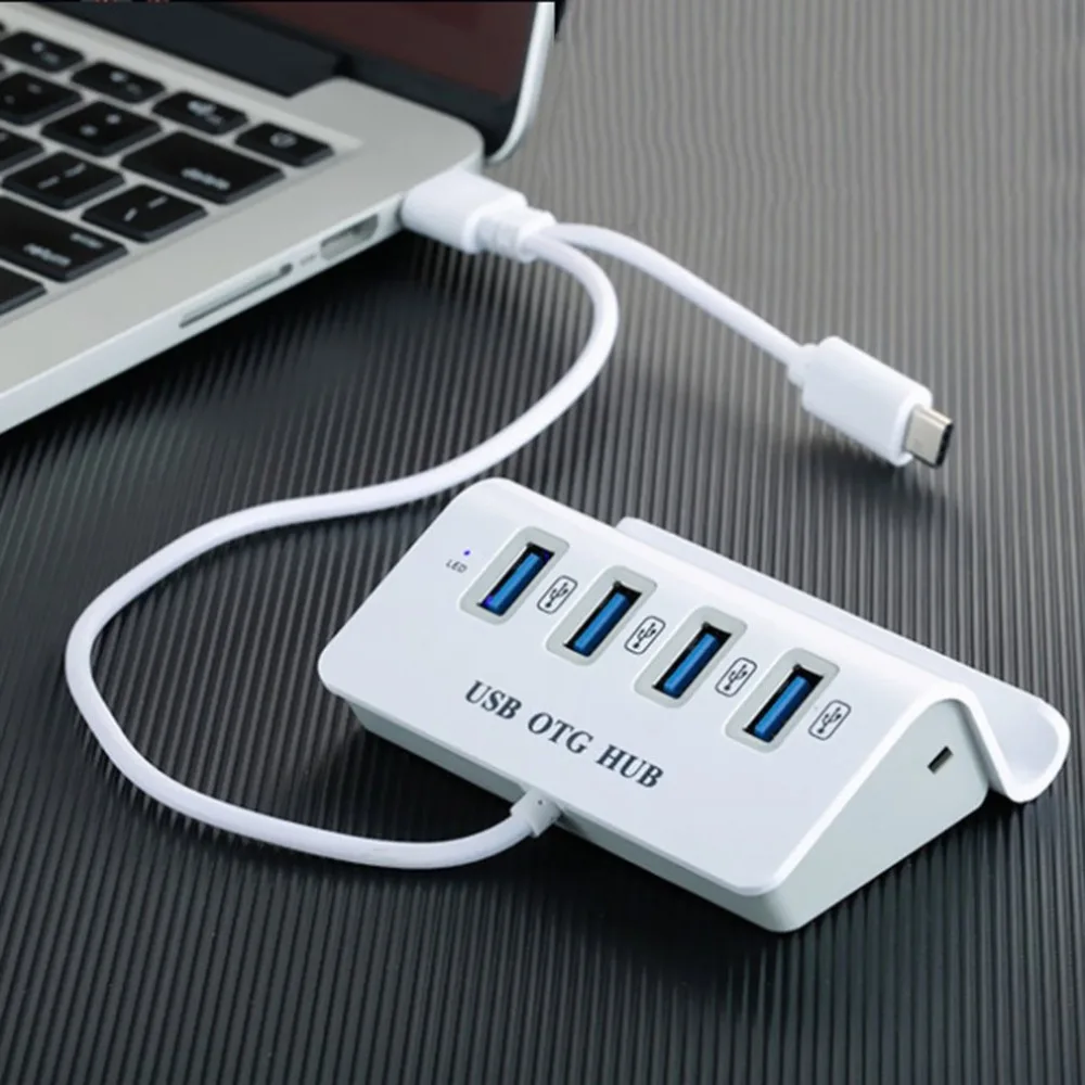 USB OTG Hub 4 Ports Micro USB3.0 Adapter Cable Splitter Converter Android Type-C with Smartphone Holder | Компьютеры и офис