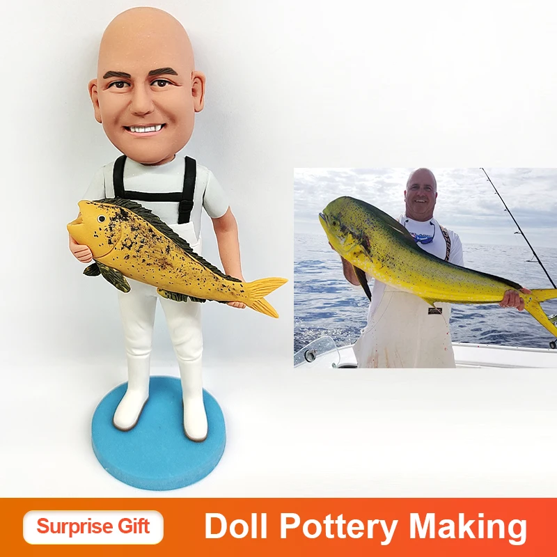 Фигурки Ручной работы 18 см человеческие куклы на заказ мягкая глина Go fishing сделай