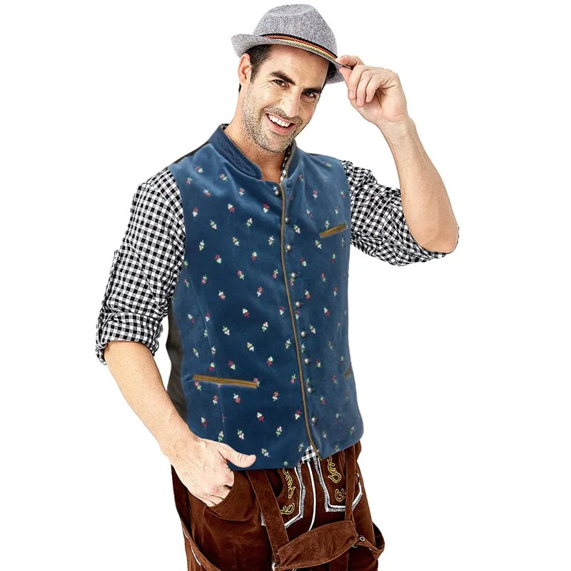 

Suit vest men's classic V-neck slim-fit single-breasted flannel Oktoberfest Bavarian Oktoberfest holiday party casual wear