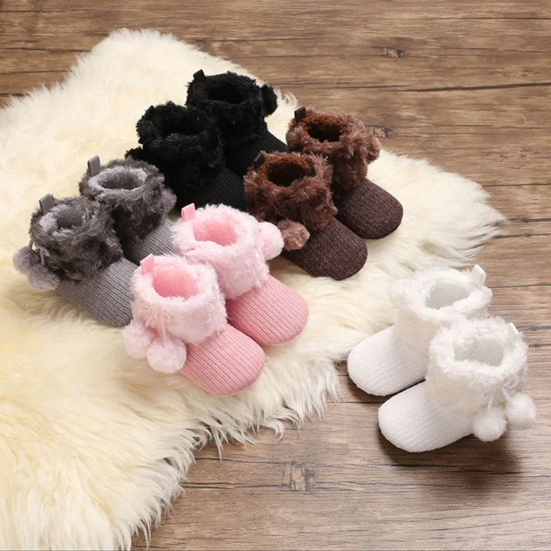 

Warm Newborn Toddler Boots Winter First Walkers Baby Girls Boys Shoes Soft Sole Non-slip Fur Snow Booties for 0-18M22