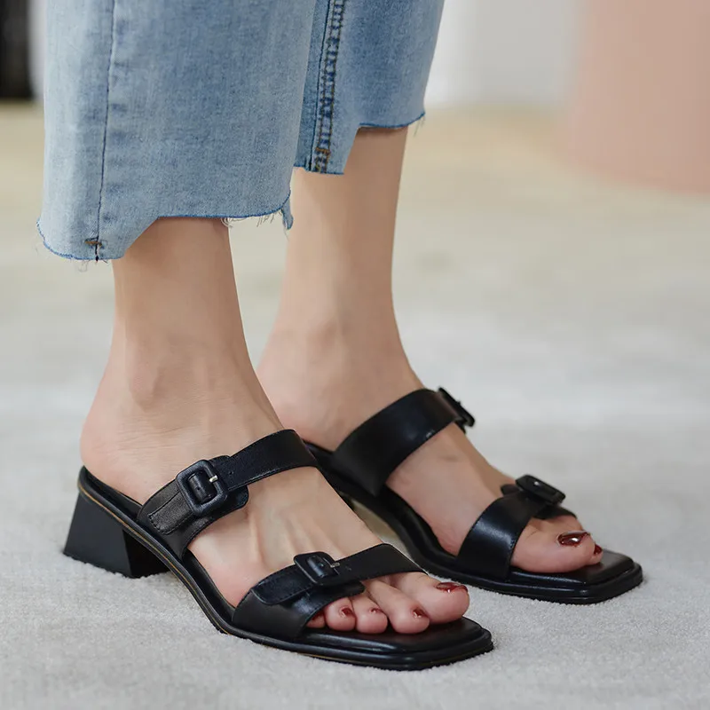 Женские босоножки с открытым носком FEDONAS черные повседневные туфли на высоких