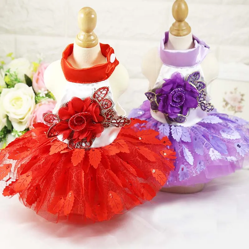2020 Summer Dog Clothes Tutu Skirt Wedding Lace Tulle Princess Dress for Small Dogs Yorkies Puppy Girl Party Birthday Costumes | Дом и сад