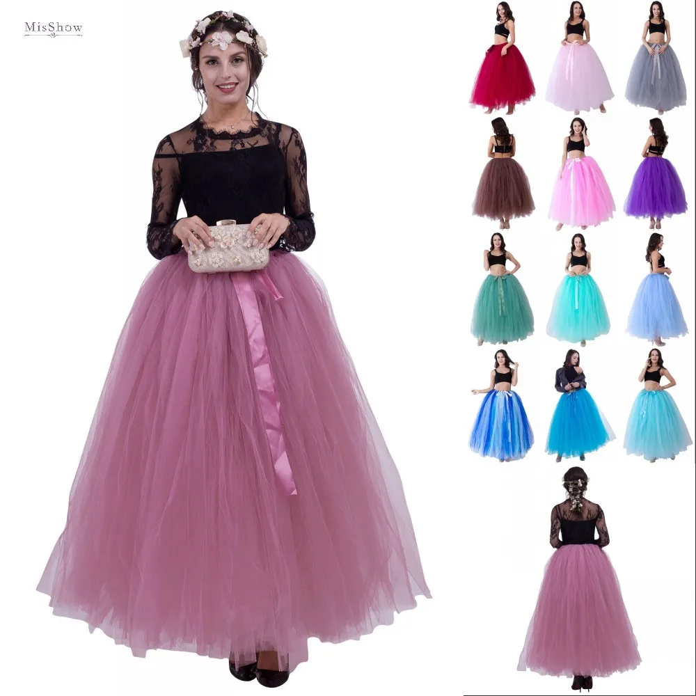 Многослойная Женская длинная юбка пачка макси с высокой талией фатиновая