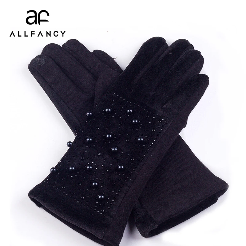 ALLFANCY зимние Новые плотные бархатные женские модные перчатки из бархата для