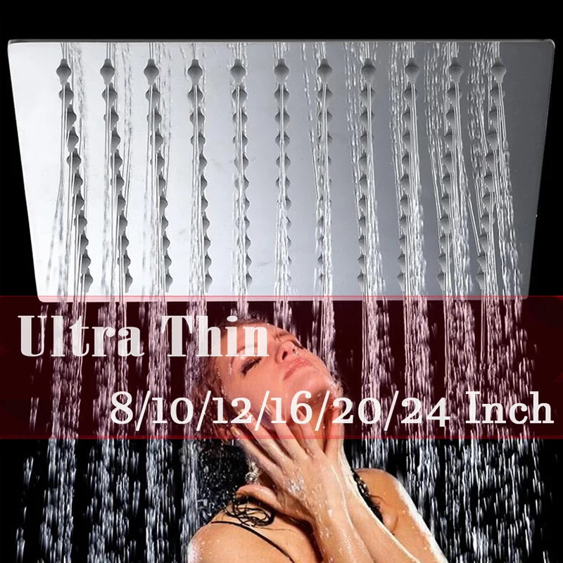 СВЕТОДИОДНЫЙ 8/10/12/16/20/24 дюймов тропический душ banho де chuva головы Нержавеющая сталь Насадки для душа Ванная комната ультра-тонкий Насадки для душа