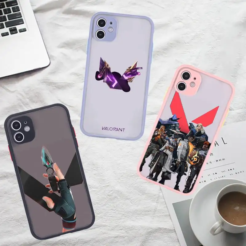 

valorant Phone Case For iPhone 12 11 Mini Pro XR XS Max 7 8 Plus X Matte transparent Gray Back Cover