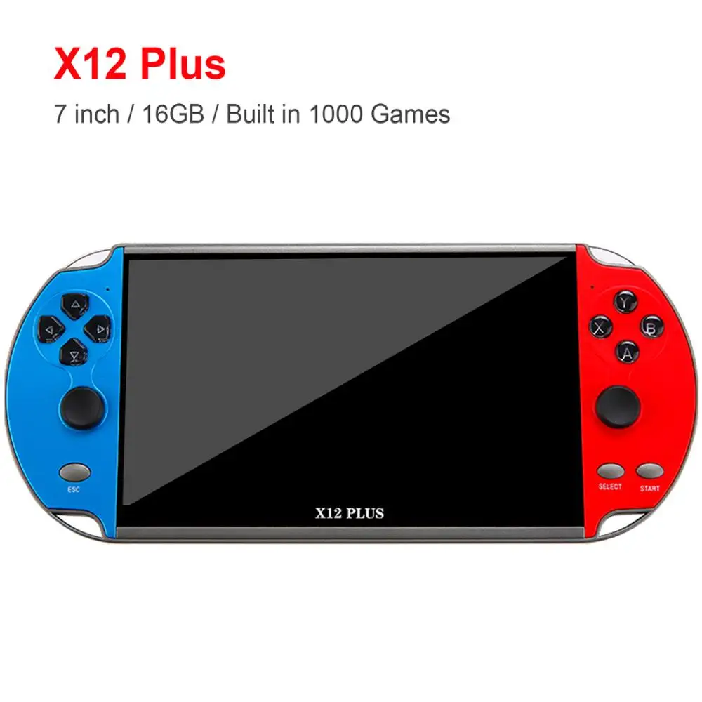 

X12 Plus 7 inch Video Game Console Built in 1000 Games 16GB Handheld Double Joystick Game Controller Spupport AV Output TF Card