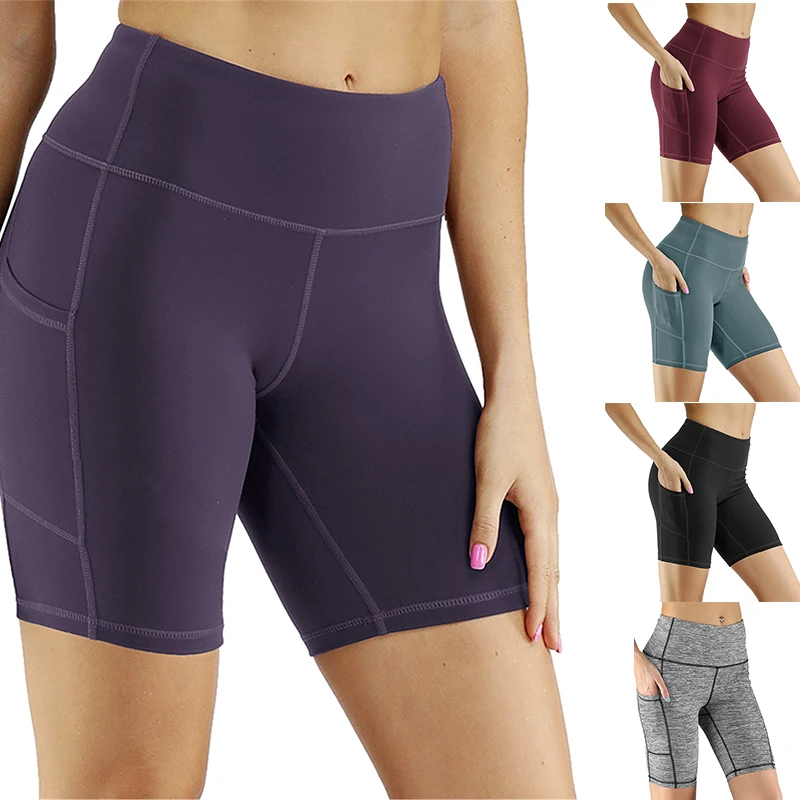 

Women's Workout Shorts Out Pockets High Waisted Yoga Athletic Cycling Hiking Sports Shorts LDF668