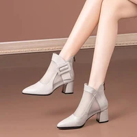 2021 spring sexy mesh sandals boots women pointed toes high heeled summer heels square heel shoes woman hollow out female 35 40