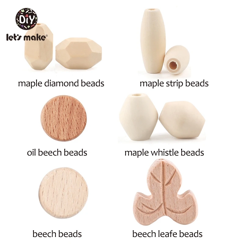 Let's Make-Cuentas de madera de haya para beb&eacute;, cascabeles de madera de arce para mordedor de beb&eacute;, cuna m&oacute;vil para cama, mordedor de madera, juguetes, 50 Uds.-0