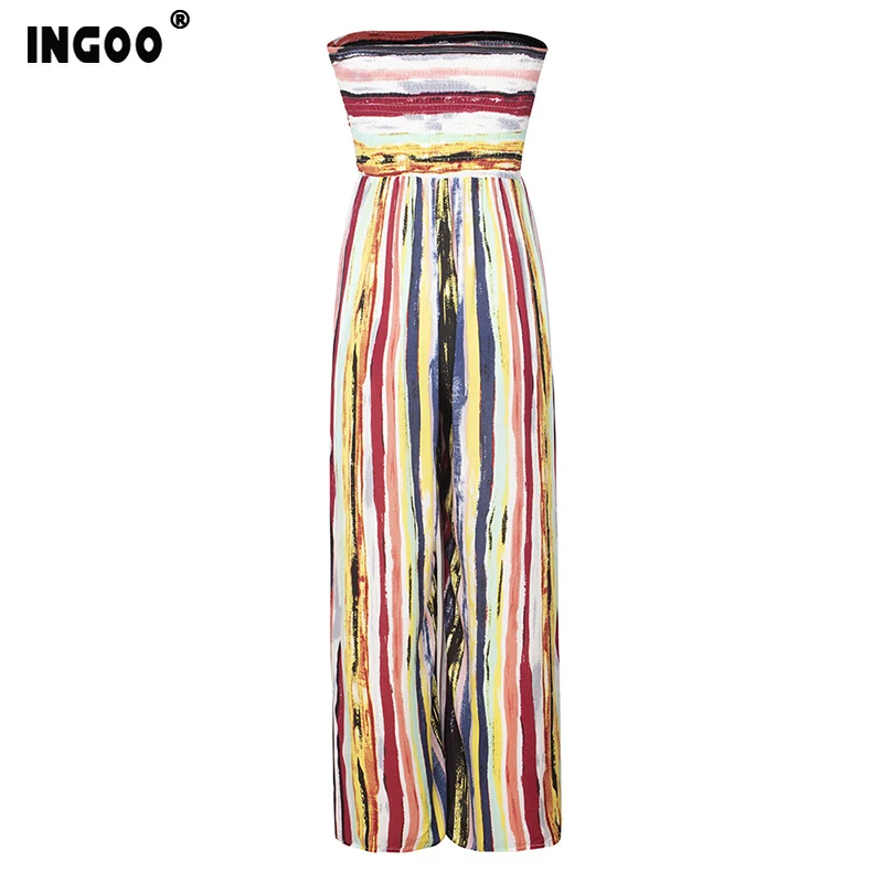 INGOO 2020 весенний цветной женский комбинезон без бретелек летний элегантный прямой