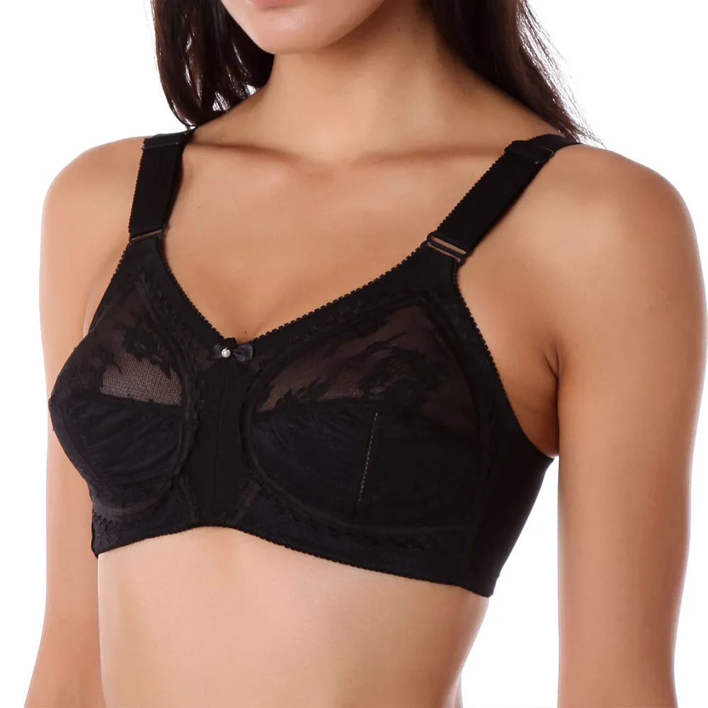 Unlined Women Bra Embroidered Bras Large Chest Lace Semi-Perspective Lingerie Brassiere UnderwearTops Plus Size 36-50 B C D DD E