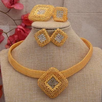 dubai gold jewelry sets for women necklace bracelet zircon shape earrings ring creative wedding jewelry sets for bride wife