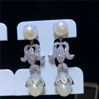1 5 natural white pearl earrings
