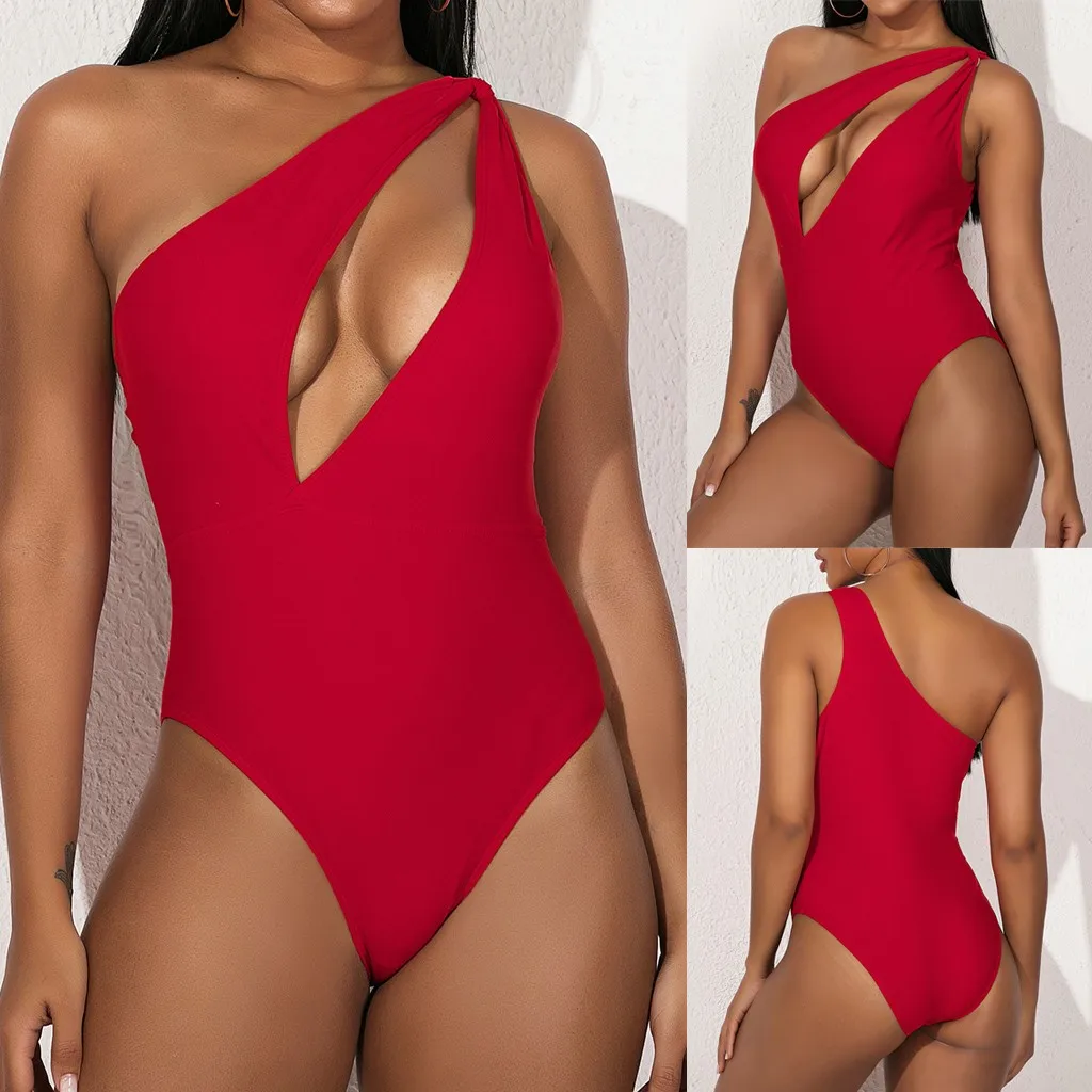 Сексуальный Одноцветный Цельный купальник с вырезами для женщин монокини на