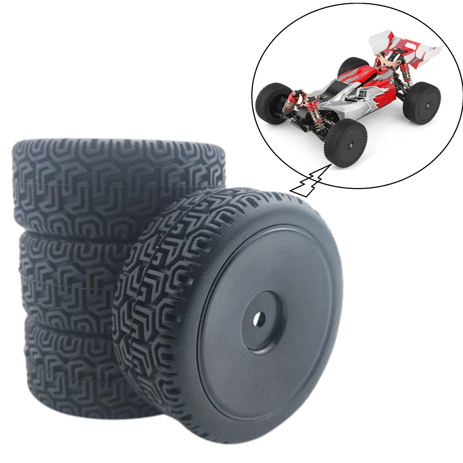 

4 PCS RC 66mm Rubber Tires for WLtoys 144001 and 1/18 1/16 1/10 RC Car Accs