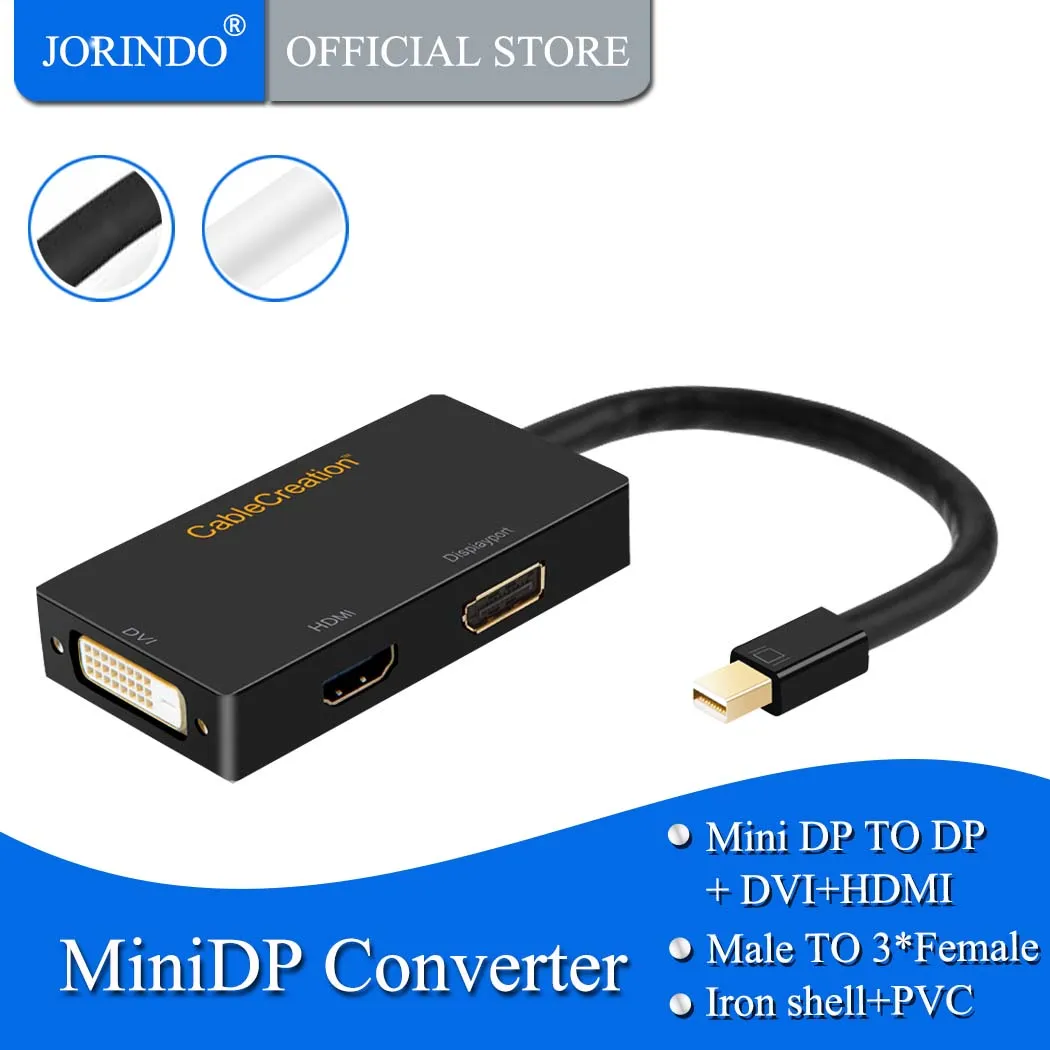 Mini DisplayPort to HDMI DVI DP адаптер JORINDO 3 в 1 (Thunderbolt) конвертер совместимый с MACBOOK Pro| |