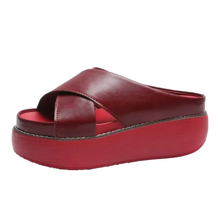 

Shoes Women Lady Ladies' Slippers Platform Big Size Pantofle Med Soft Girl 2021 Flat PU Slides Casual Fabric Basic Scandals