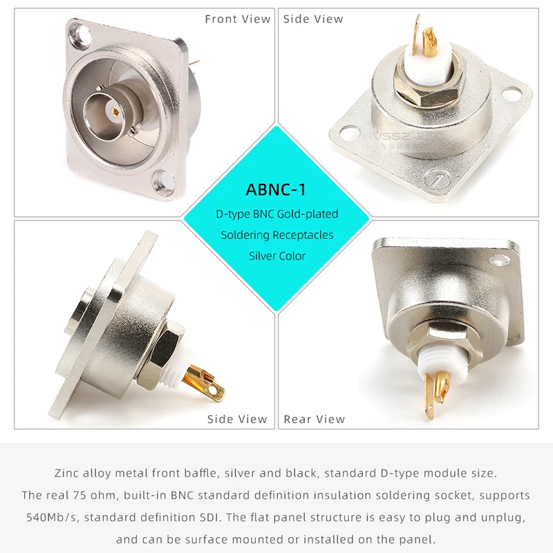 AVSSZ D-типа 75 ом ВНС SD SDI Видео Коаксиальные Разъемы Двухстороннее Соединение Q9 86 Панельное Крепление Припаянная Женская Розетка.