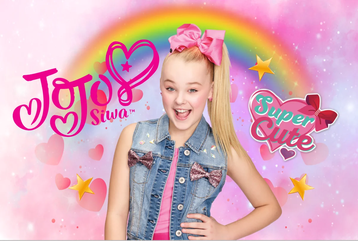 

Фотофон 7X5 футов Jojo Siwa с любовным сердцем, супер милая искусственная кожа, Розовая Радуга, фотостудия на заказ, Виниловый фон 220 см X 150 см