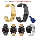 Металлический ремешок из нержавеющей стали для Garmin Fenix 5 5S 5X Plus 6X 6 6S Pro 3 HR 935, легко устанавливаемый ремешок для умных часов, аксессуары для запястья