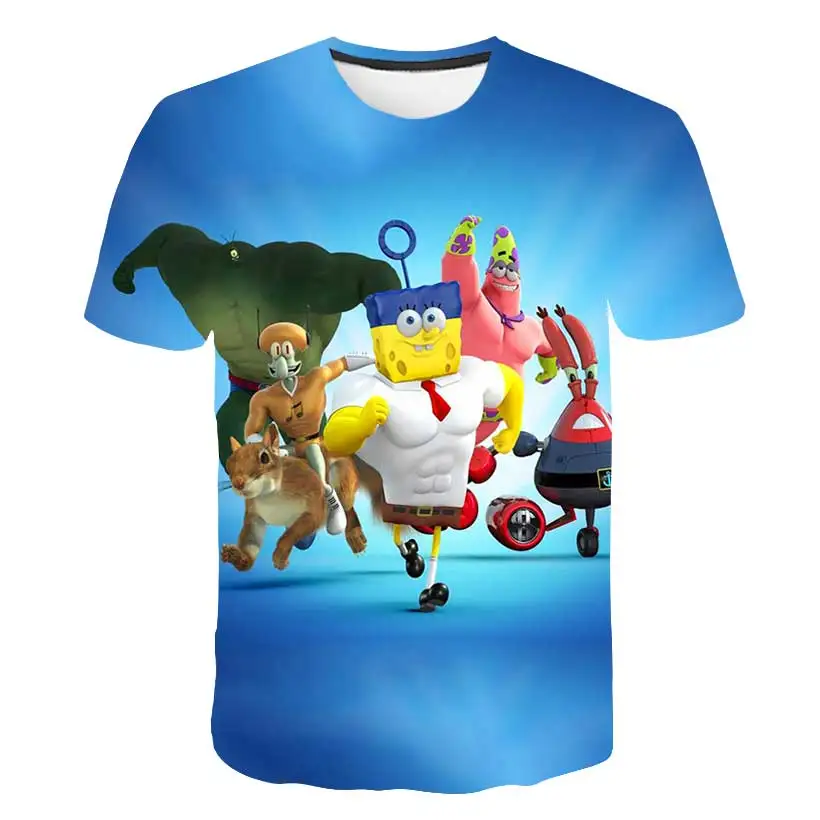 

Rich Hip hop Yellow Bob T-shirt Boy Girl Kid Sponge Kids T-shirt Sports Short Sleeve Anime Cartoon Unisex Short Sleeve Top