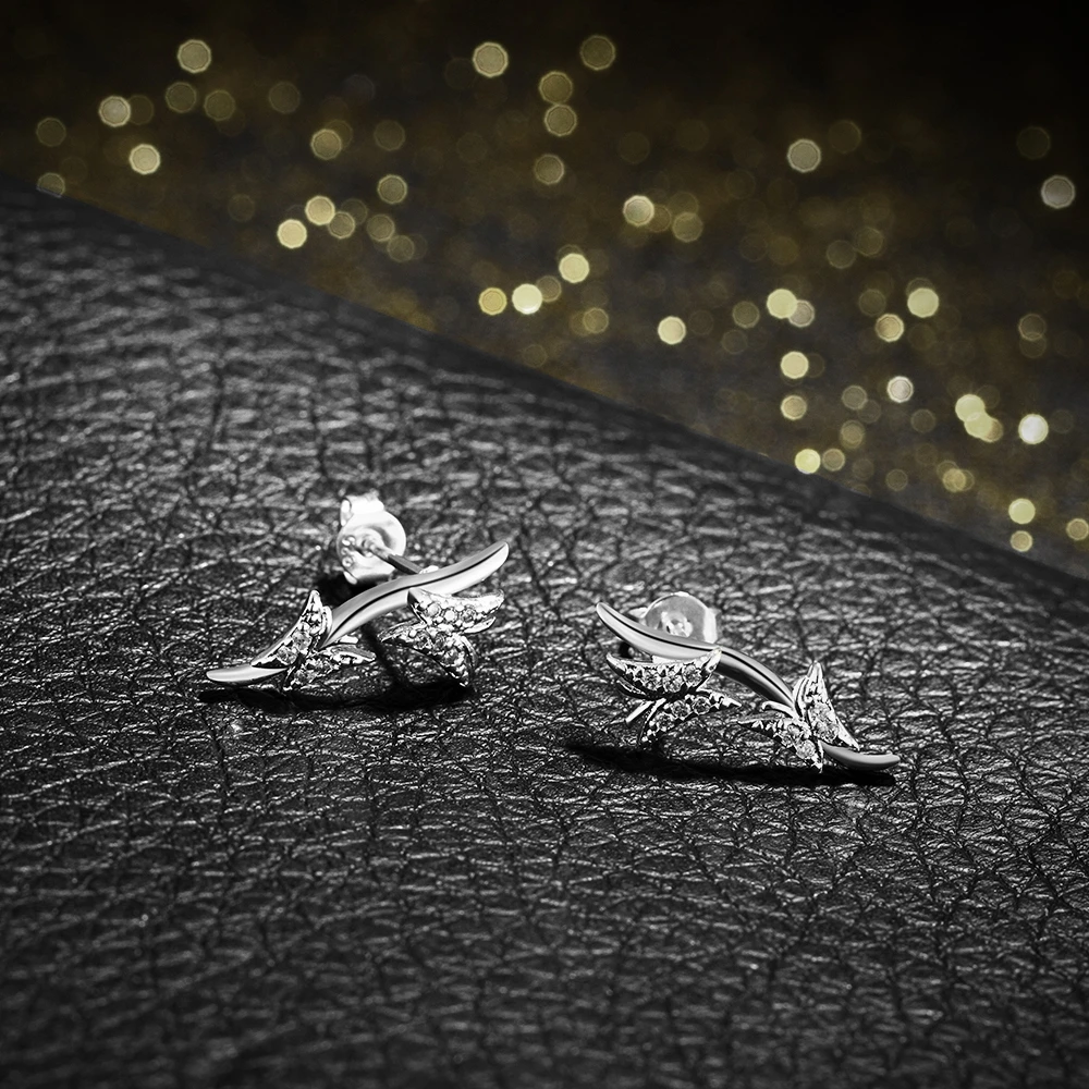 

V20 Best Quality Butterfly Design 925 Sterling Silver Earrings Zirconia Stone Earring For Women Wedding Jewelry Gifts