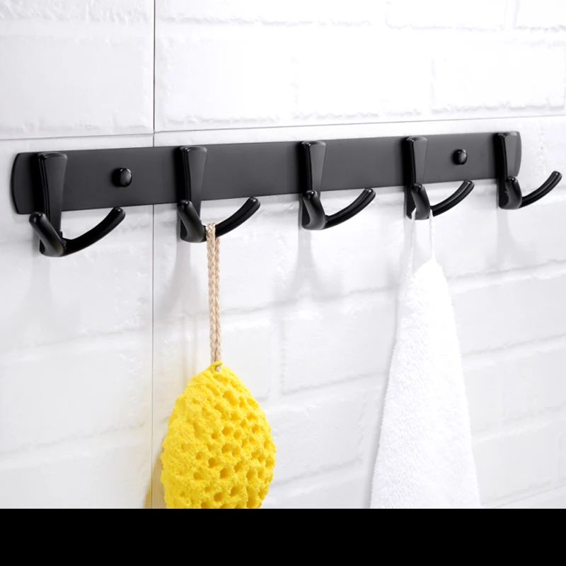 Крючок для полотенец настенное крепление латунь черная отделка ванной комнаты