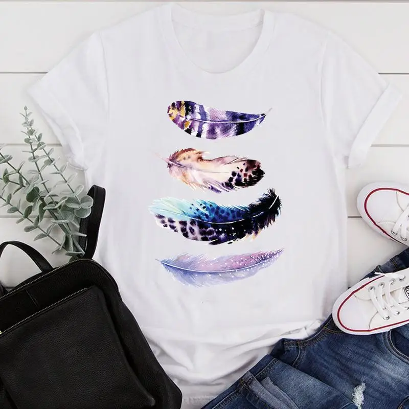 

Women Clothes Cartoon Watercolor Clothing Printing Style Summer Print Fashion Tshirt Female Short Sleeve Tee Top Graphic T-shirt