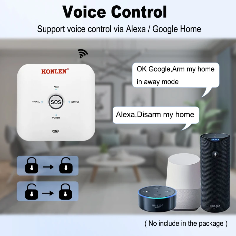 Wifi GSM Tuya мини-сигнализация комплект беспроводной с ip-камерой для дома безопасности дома поддержка Alexa Google Home Smart