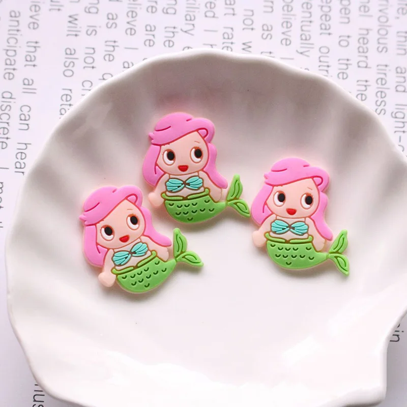 10 шт./лот Kawaii Мультфильм Русалка плоская задняя резинка ремесла DIY Украшения для