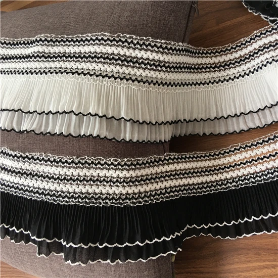 

10cm Wide Elastic Chiffon Pleated Lace Trim Designer Diy Sewing Women Dress Doll Cloth Neckline Cuff Lace Accessories 50cm
