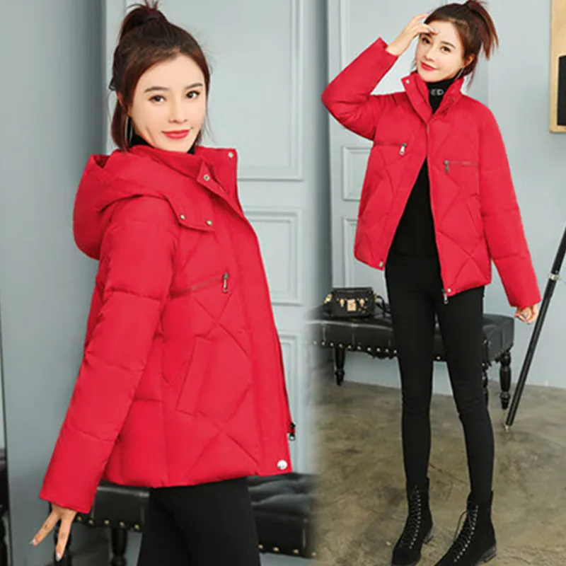 

2020 New Winter Parkas Women Jacket Removable Hooded Thick Warm Short Jacket Cotton Padded Parka Basic Coat Female Outerwear